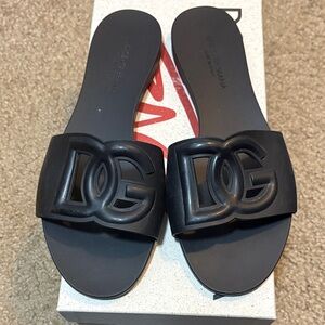 Dolce & Gabbana Black Logo Sandals